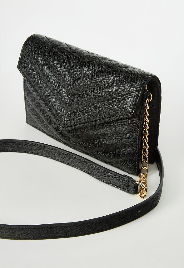 Quilted Wallet On A Chain Black