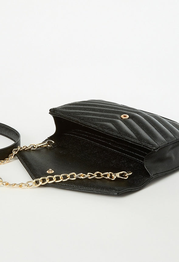 Quilted Wallet On A Chain Black