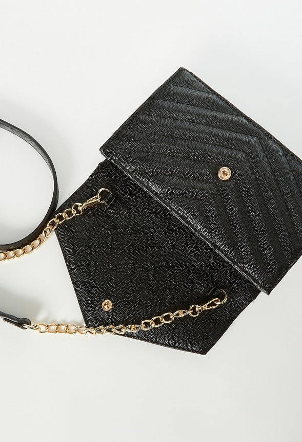 Quilted Wallet On A Chain Black