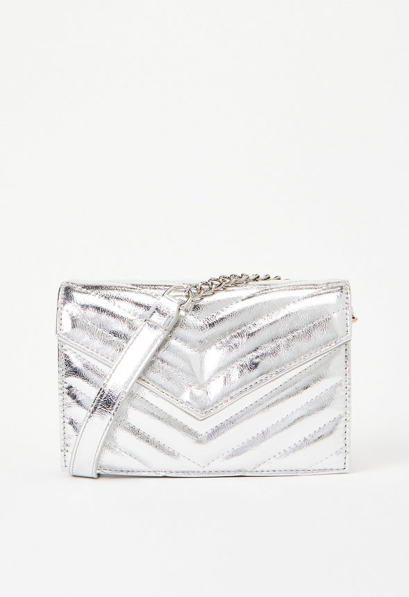 Quilted Wallet On A Chain Silver