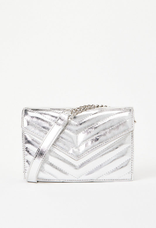 Quilted Wallet On A Chain Silver