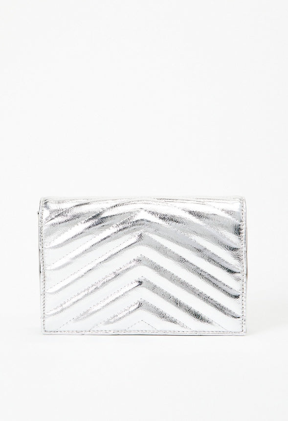 Quilted Wallet On A Chain Silver