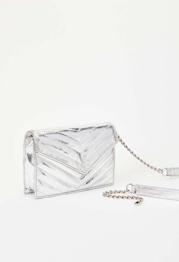 Quilted Wallet On A Chain Silver