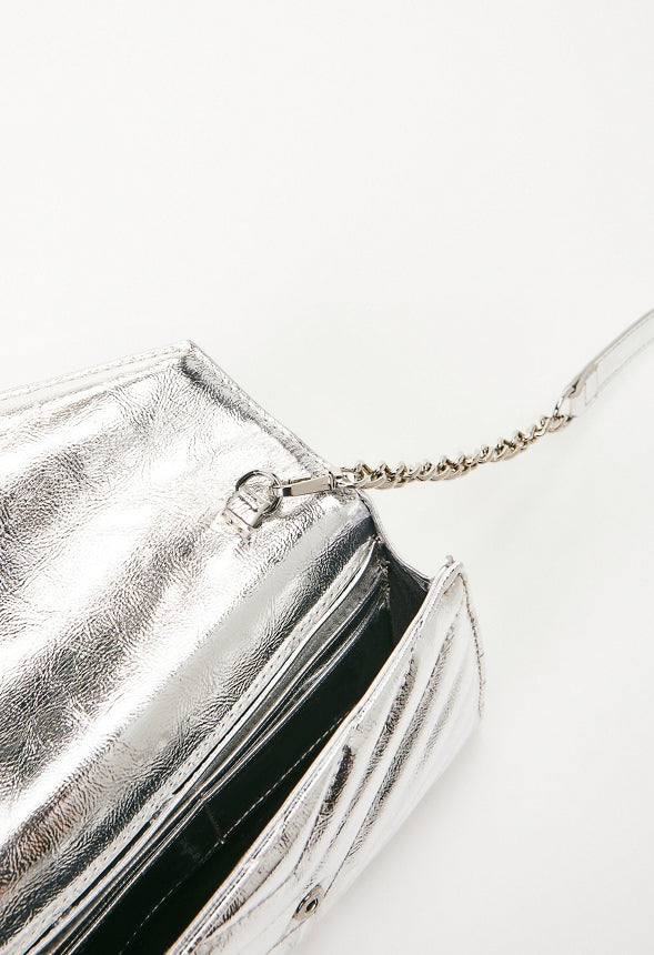 Quilted Wallet On A Chain Silver