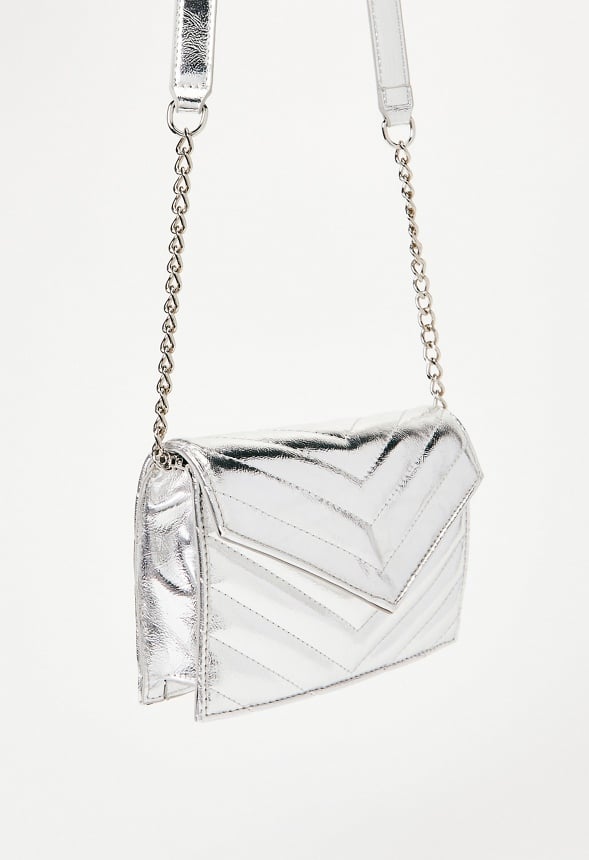 Quilted Wallet On A Chain Silver