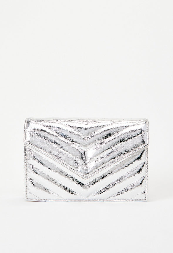 Quilted Wallet On A Chain Silver