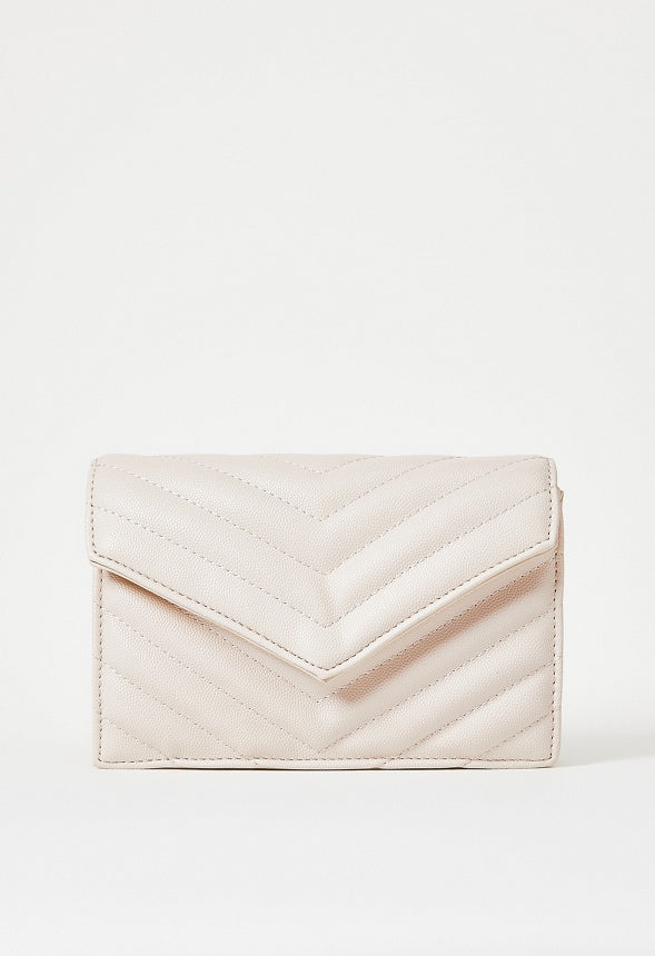 Quilted Wallet On A Chain Birch White