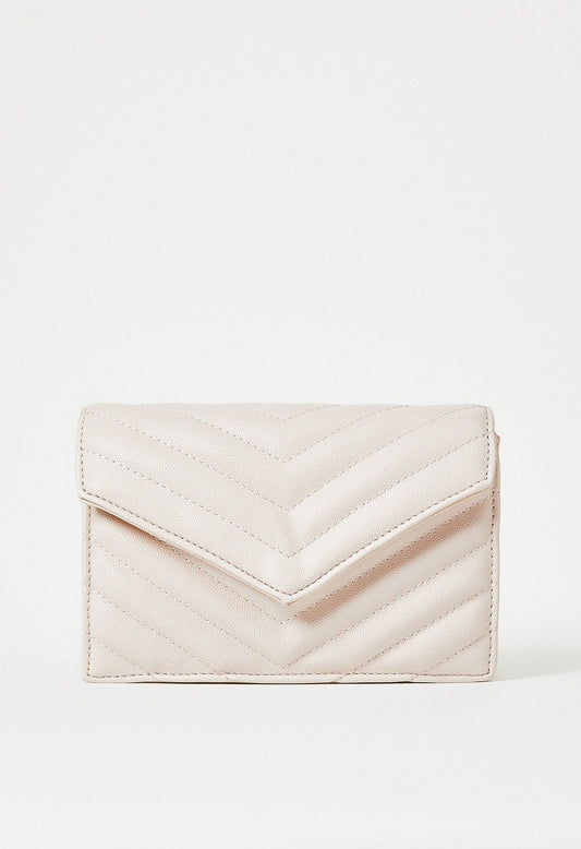 Quilted Wallet On A Chain Birch White