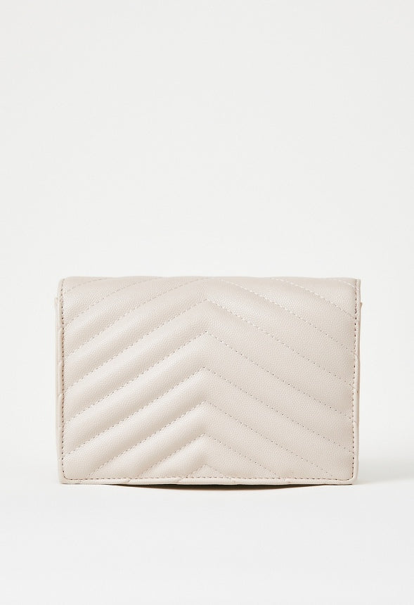 Quilted Wallet On A Chain Birch White
