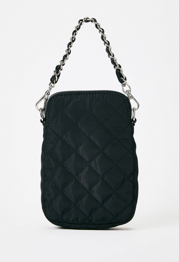 Nylon Quilted Phone Crossbody Black