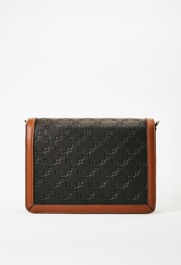 Paneled Crossbody With Horsebit Camel Multi