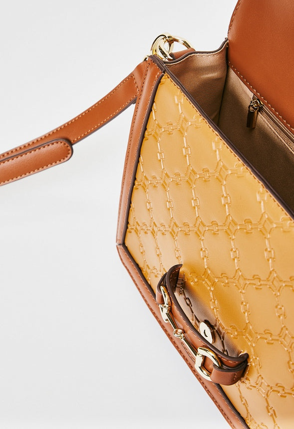Paneled Crossbody With Horsebit Camel Multi