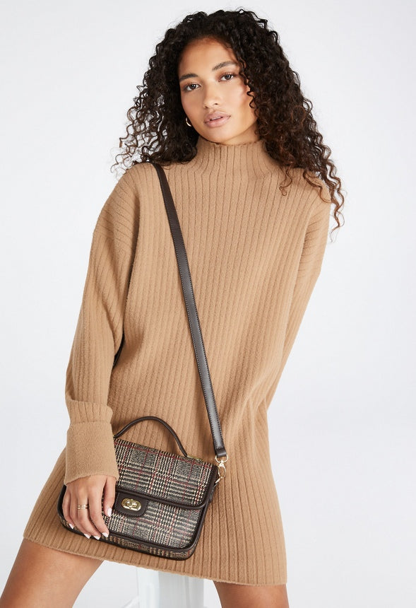 Crossbody With Top Handle Coffee Multi