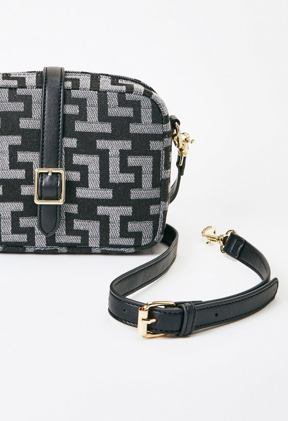 Camera Crossbody With Buckle Black Multi