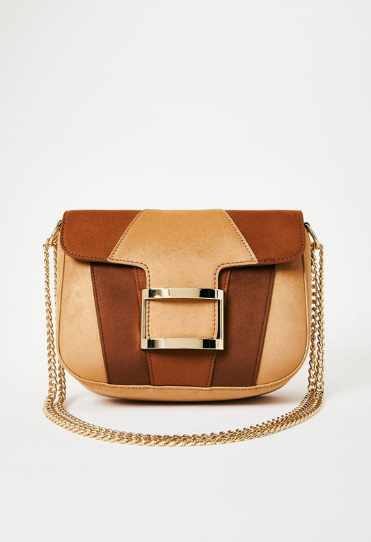 Flap Crossbody With Rectangle Hardware Light Camel Multi