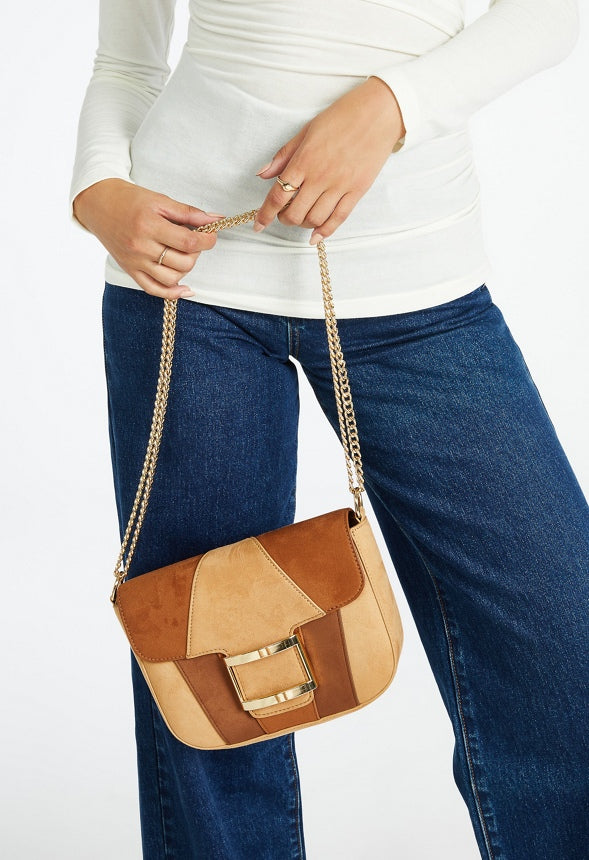 Flap Crossbody With Rectangle Hardware Light Camel Multi