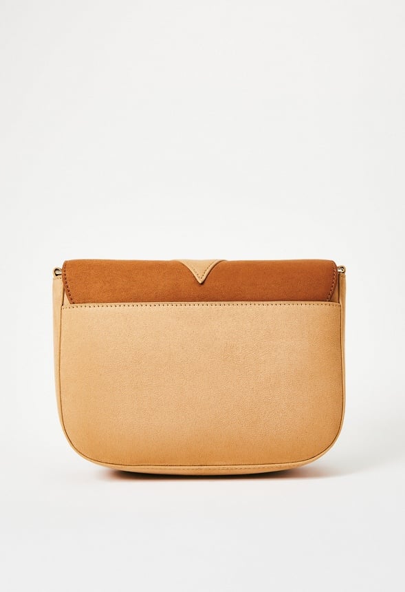 Flap Crossbody With Rectangle Hardware Light Camel Multi