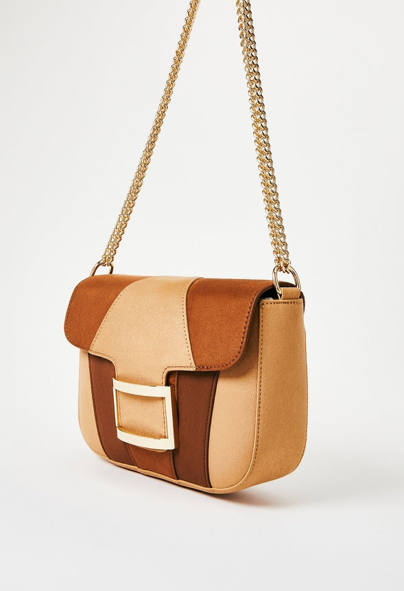 Flap Crossbody With Rectangle Hardware Light Camel Multi