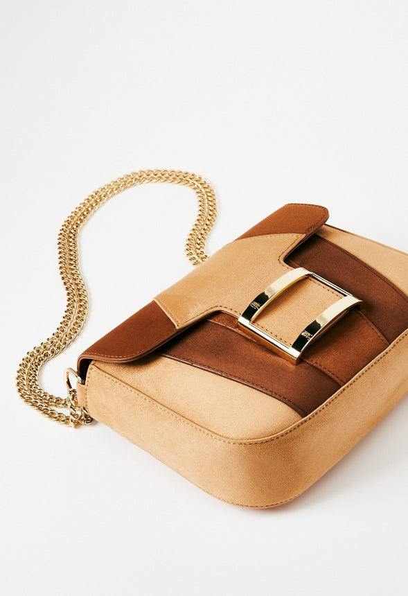 Flap Crossbody With Rectangle Hardware Light Camel Multi