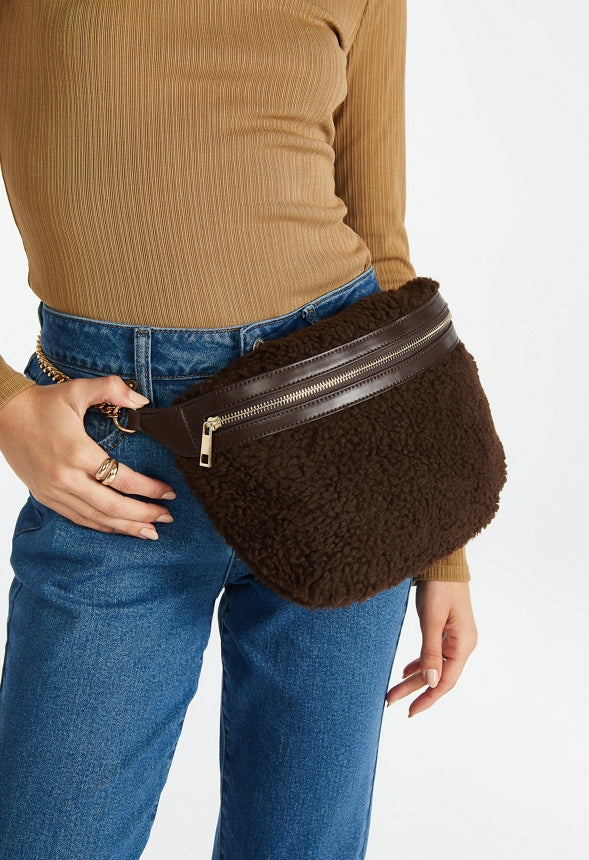 Sherpa Zippered Belt Bag Coffee