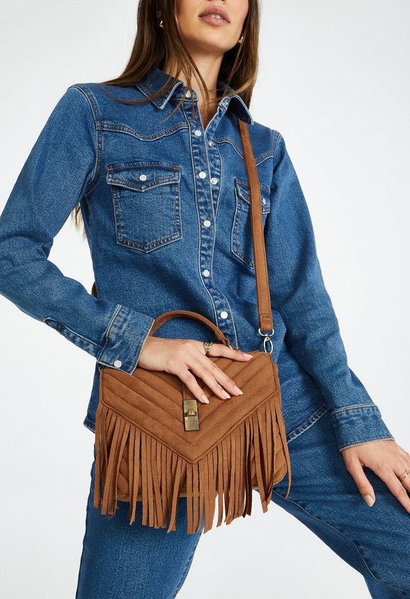 Fringe Crossbody Taupe