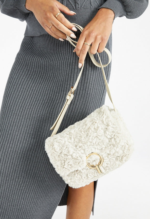 Fur Crossbody Birch White