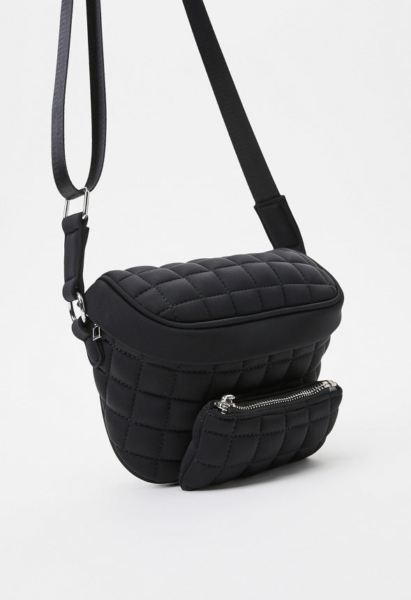Quilted Multi Compartment Belt Bag Black