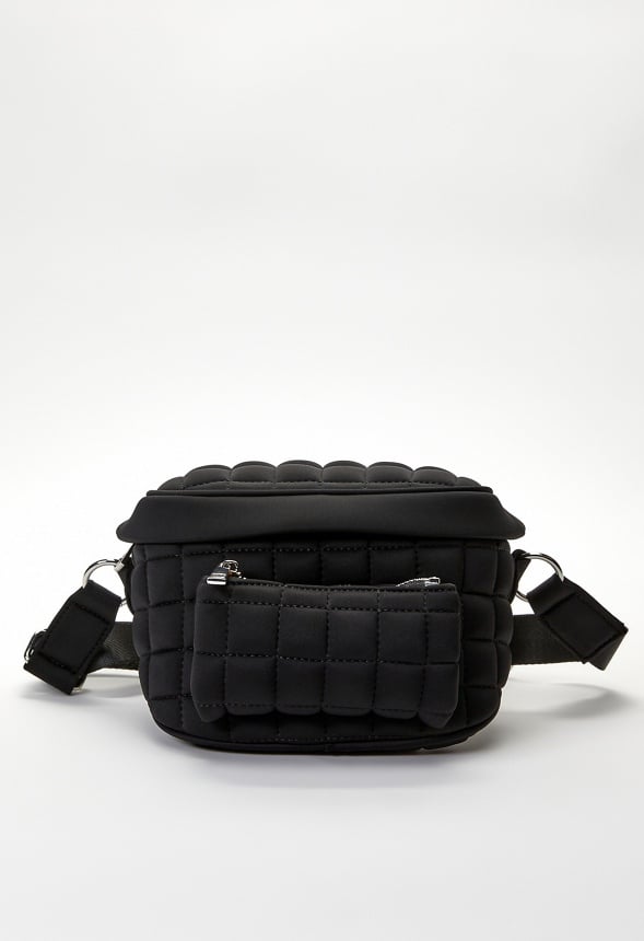 Quilted Multi Compartment Belt Bag Black