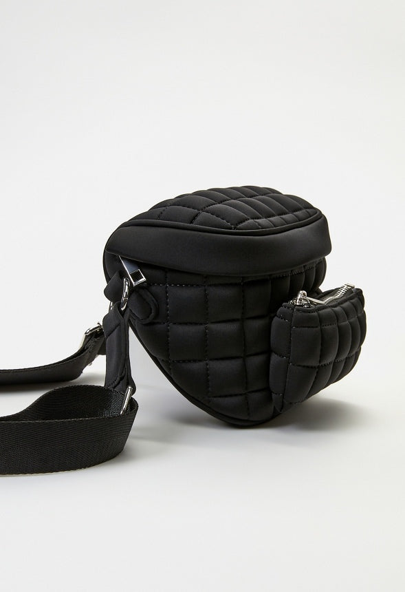 Quilted Multi Compartment Belt Bag Black