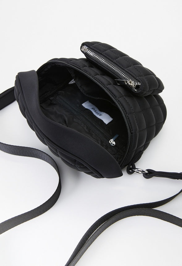 Quilted Multi Compartment Belt Bag Black
