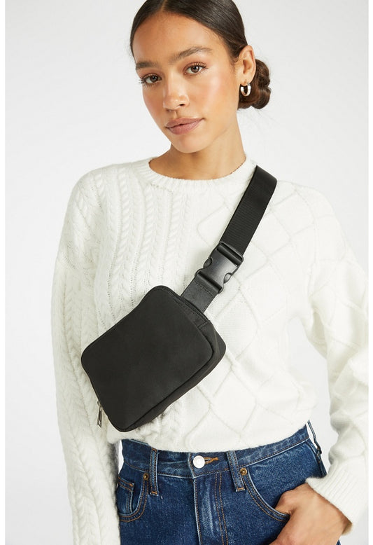 Zippered Belt Bag Black