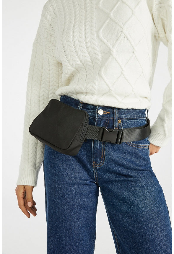 Zippered Belt Bag Black