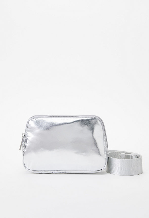 Zippered Belt Bag Silver