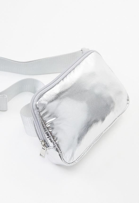 Zippered Belt Bag Silver