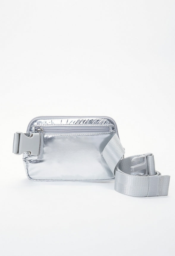 Zippered Belt Bag Silver