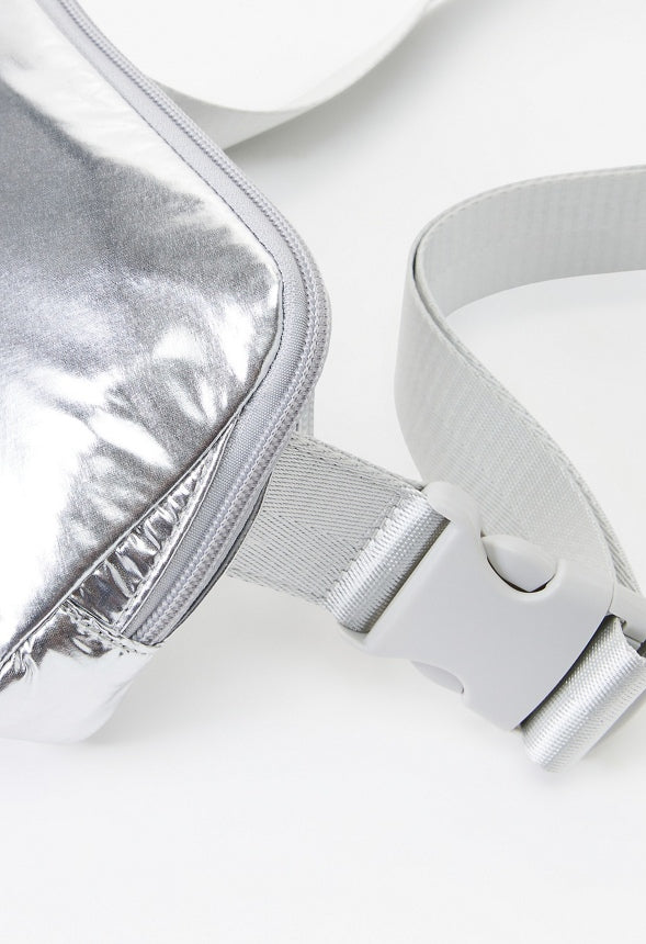 Zippered Belt Bag Silver