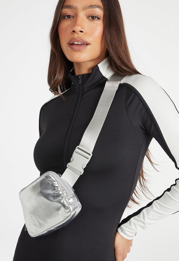 Zippered Belt Bag Silver