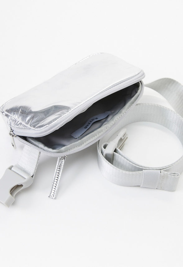 Zippered Belt Bag Silver
