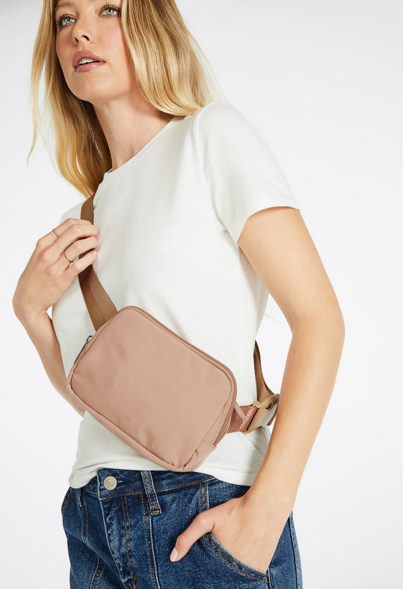 Zippered Belt Bag Warm Taupe