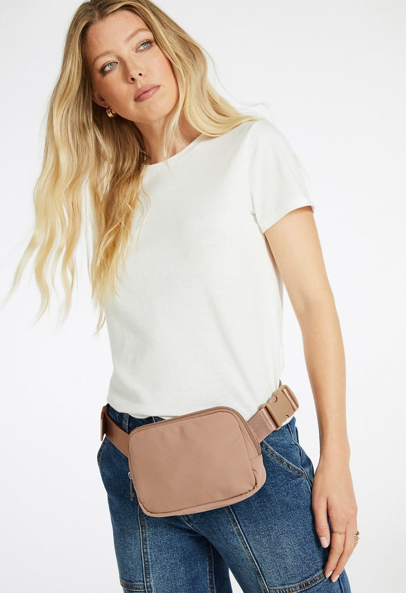 Zippered Belt Bag Warm Taupe