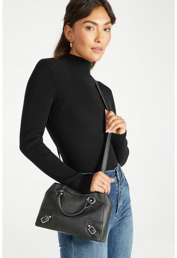 Moto Buckle Crossbody Black