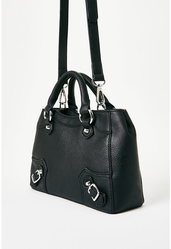 Moto Buckle Crossbody Black