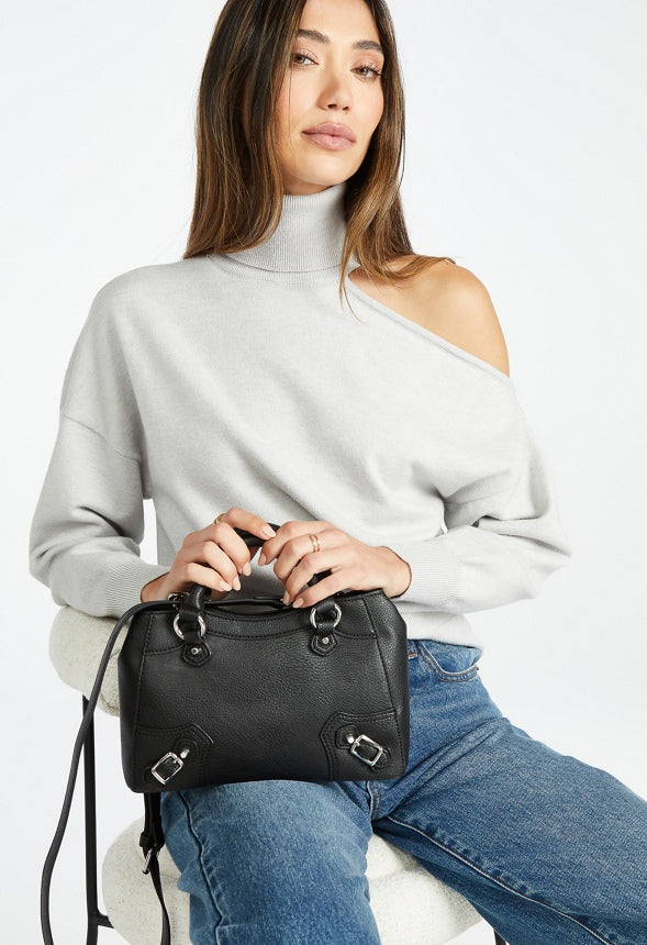 Moto Buckle Crossbody Black