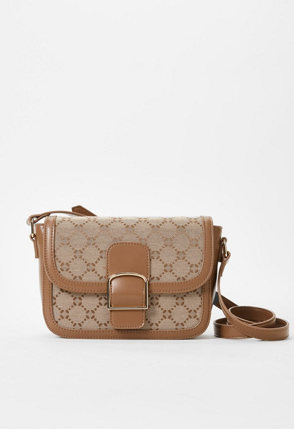 Logo Hardware Saddle Bag Brown Logo