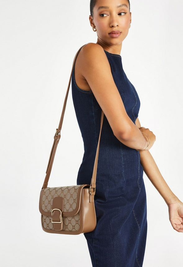 Logo Hardware Saddle Bag Brown Logo