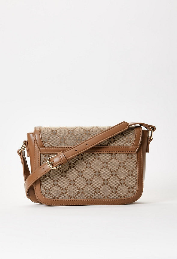 Logo Hardware Saddle Bag Brown Logo