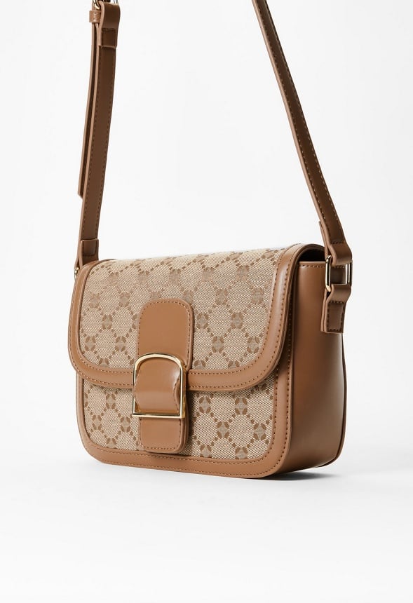 Logo Hardware Saddle Bag Brown Logo