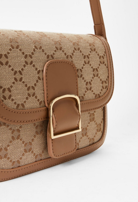 Logo Hardware Saddle Bag Brown Logo