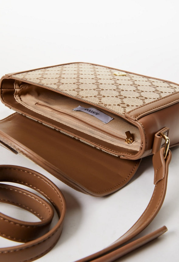 Logo Hardware Saddle Bag Brown Logo