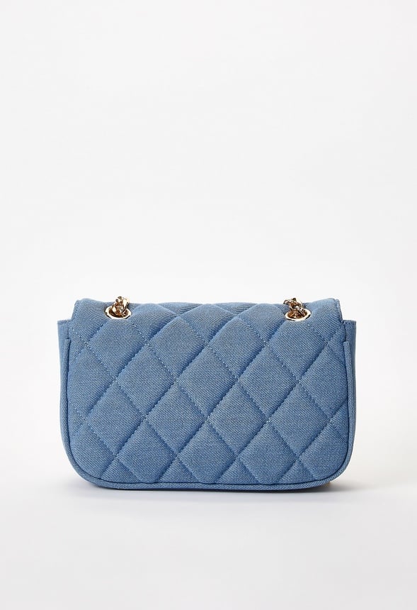 Quilted Push Lock Crossbody Denim